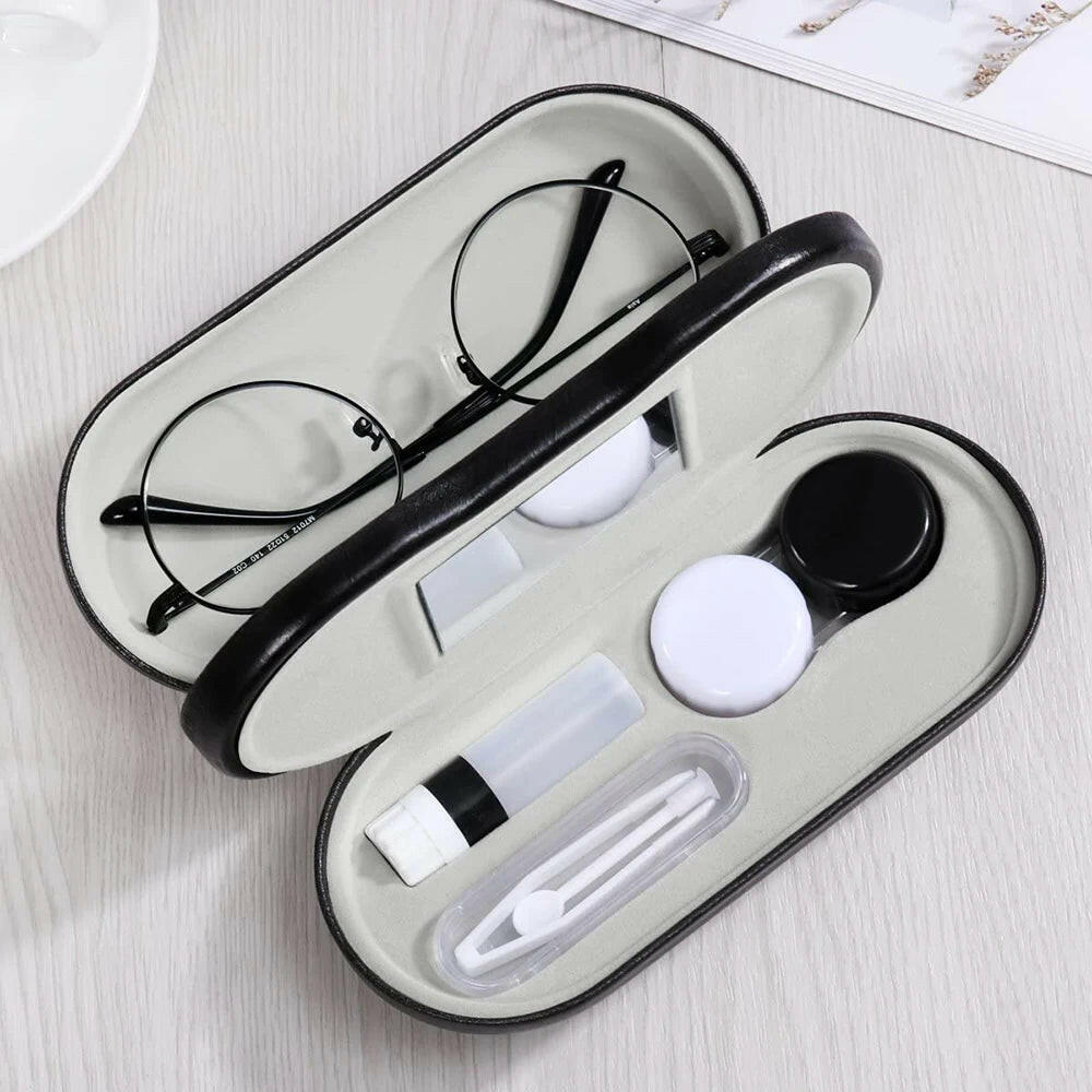 1Pcs Double-Layer Dual-Use Contact Lens Boxes Handmade Beauty Contact Partner Box Portable Men Women Glasses Eyewear Accessories