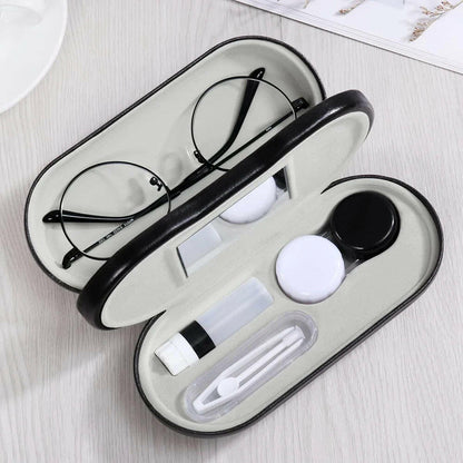 1Pcs Double-Layer Dual-Use Contact Lens Boxes Handmade Beauty Contact Partner Box Portable Men Women Glasses Eyewear Accessories