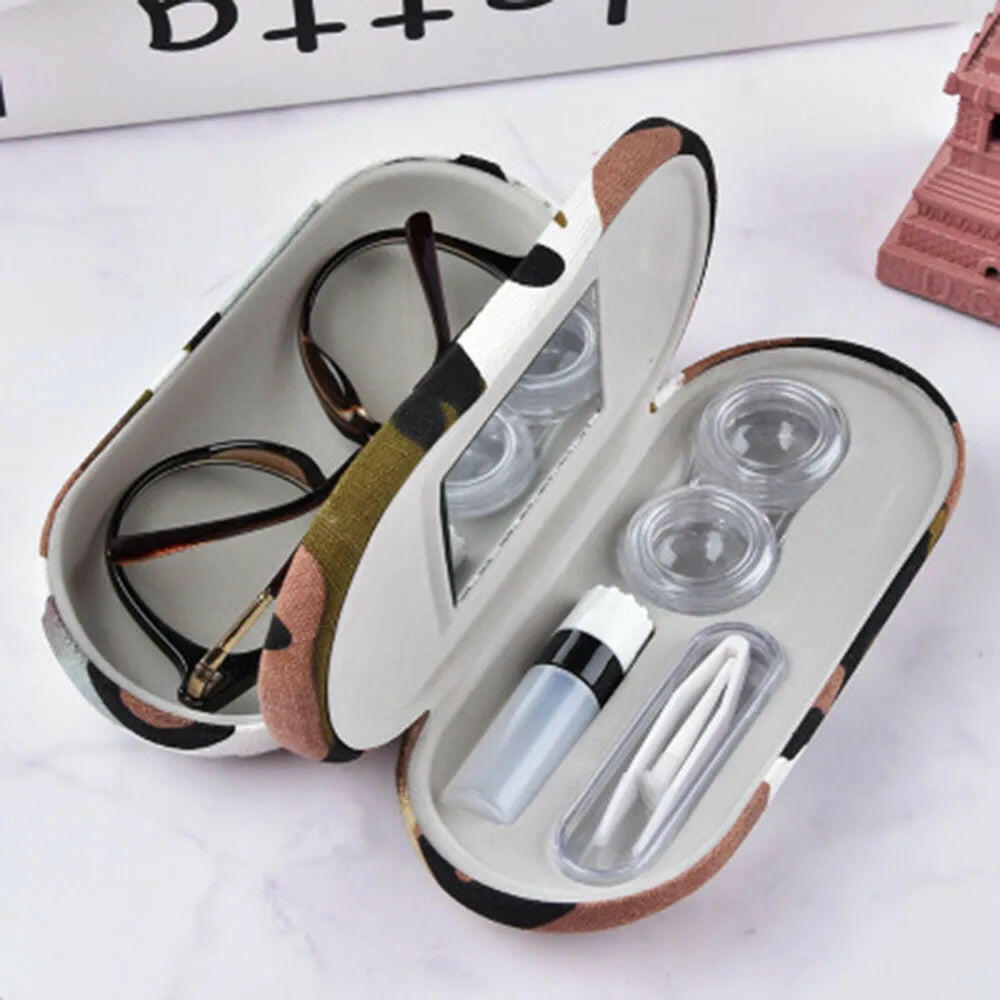 1Pcs Double-Layer Dual-Use Contact Lens Boxes Handmade Beauty Contact Partner Box Portable Men Women Glasses Eyewear Accessories